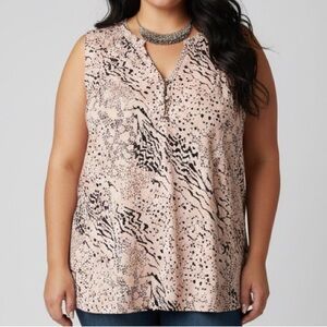 😍SHOW SPECIAL - LILY MORGAN Peach And Black Floral Tank Too Blouse XL